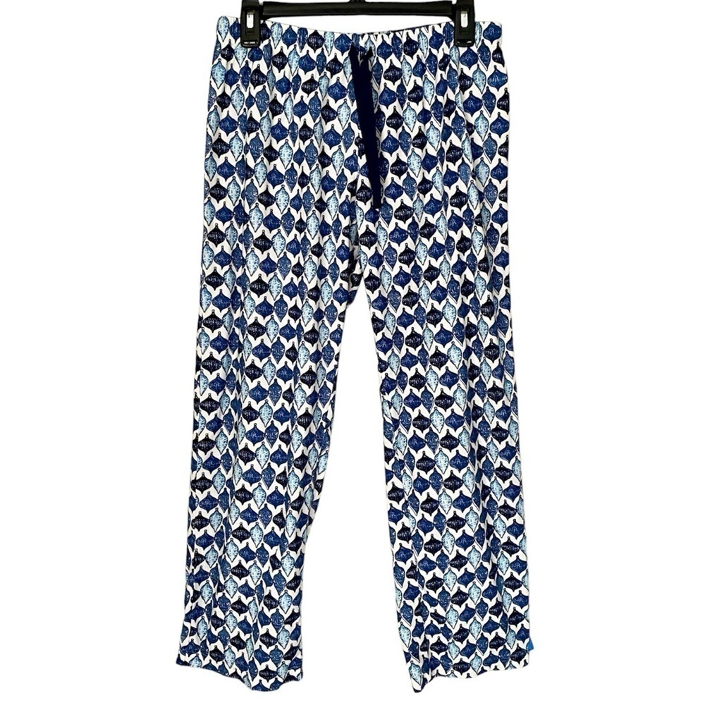 NAUTICA Lounge Pants Soft Lightweight Holiday Ornaments Blue White Women M NWOT